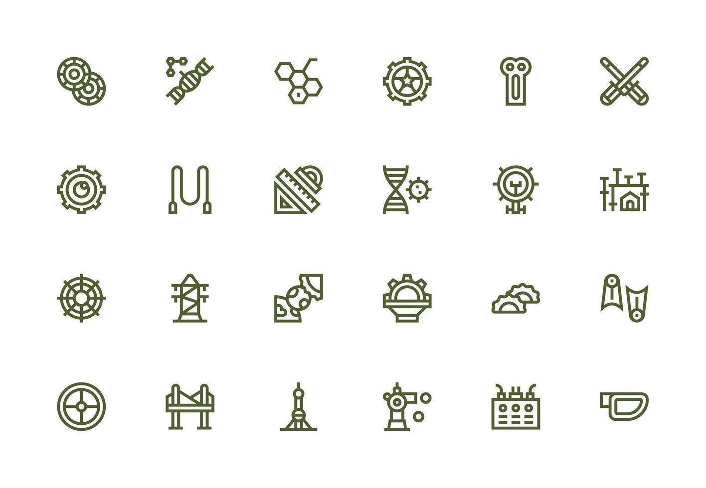 Engineering Icon Set with 24 Thick Line Line Graphics Detailed Icon Collection for Design Systems vector
