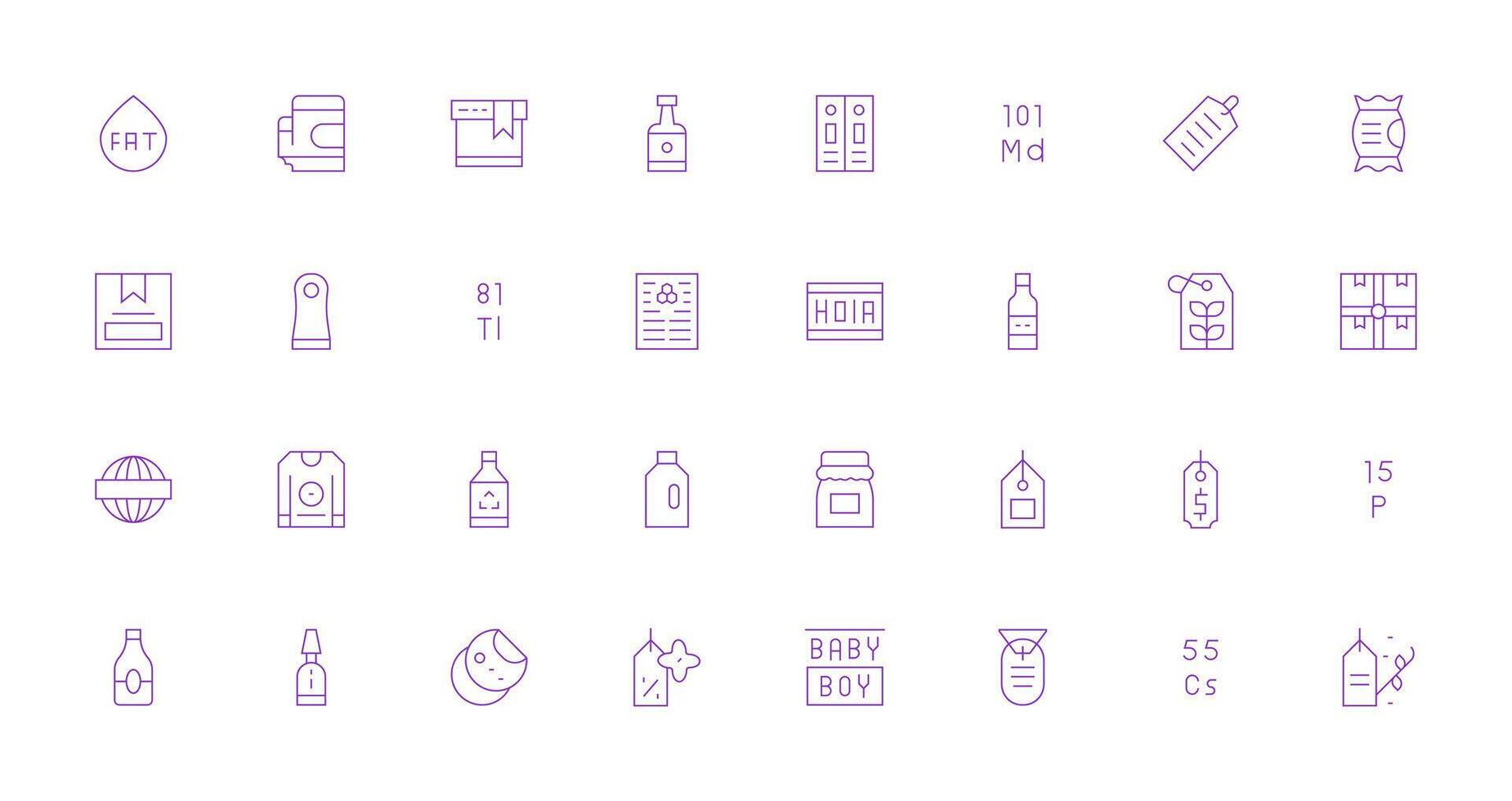 32 Thin Line Style Icons from Label Collection Multi-Purpose Icon Pack for Templates vector