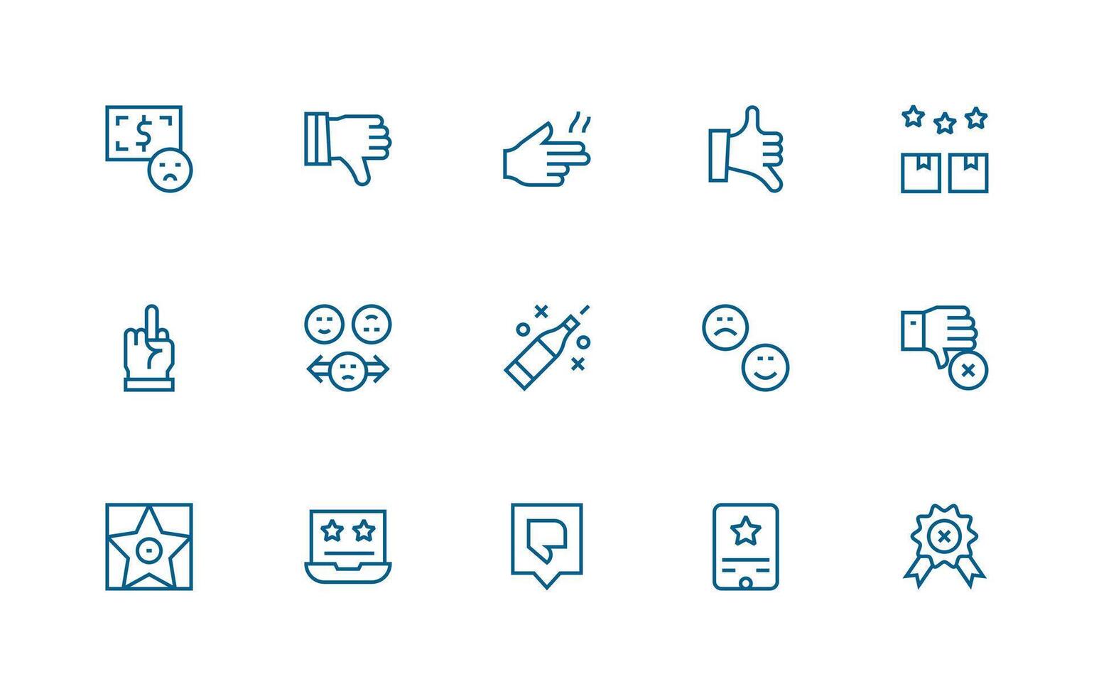 15 Regular Line Style Icons from Bad Collection Multi-Purpose Icon Set vector