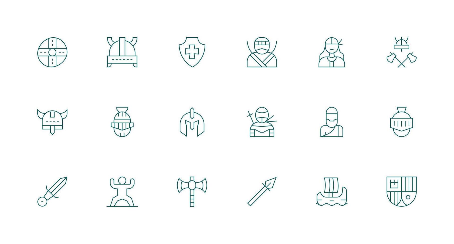Warrior featuring 18 Icons in Minimal Line Design Essential Icons for Rapid UI Building vector