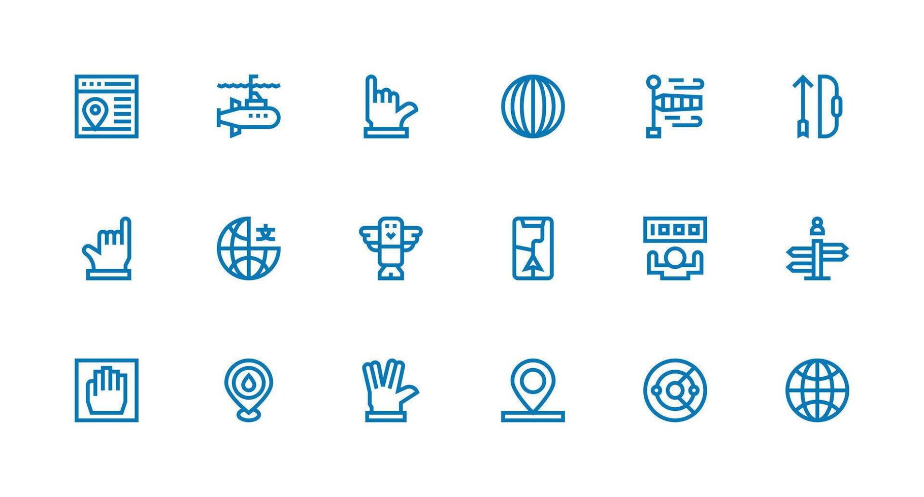 Navigation including 18 Strong Stroke Line Illustrations User Interface Icons for Digital Products vector
