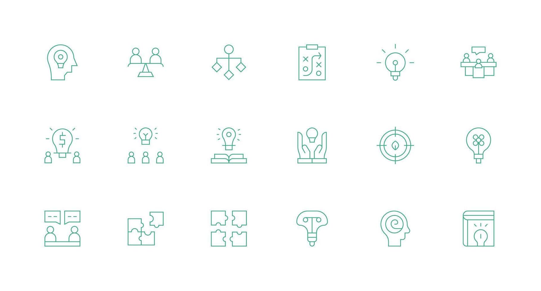 ProblemSolving Visual Pack containing 18 Minimal Line Icons Minimal Icon Set for Interface Projects vector