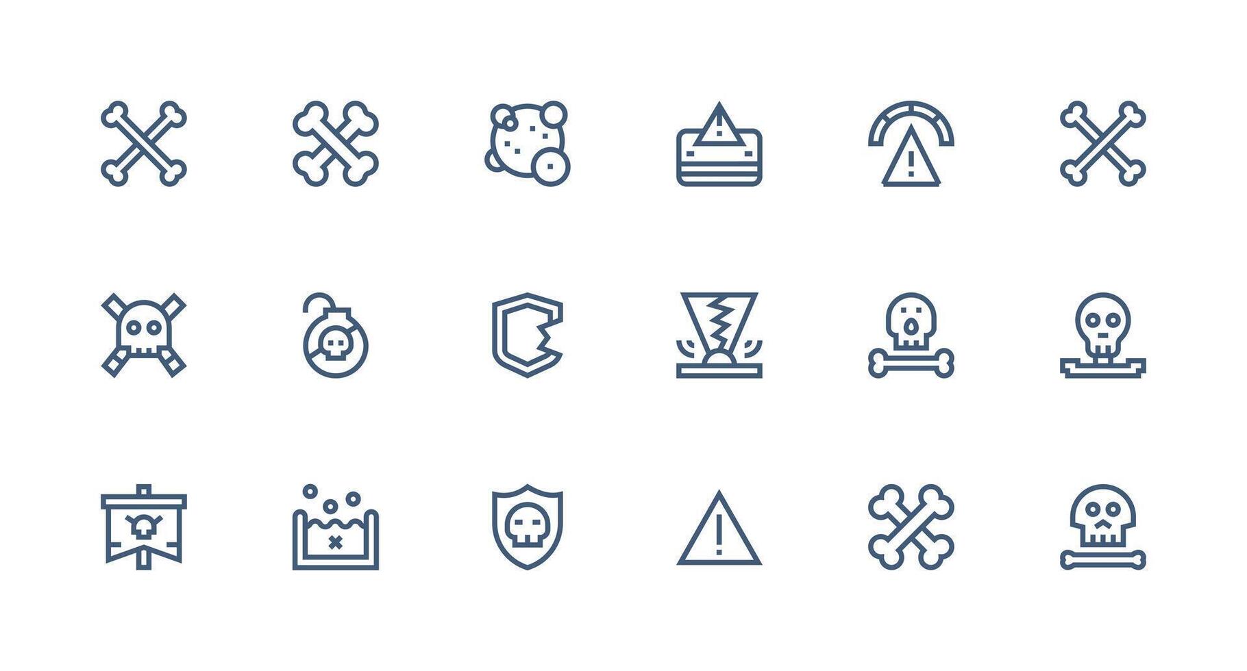 Unsafe Design Icons featuring 18 in Strong Stroke Line Style Flat Icon Set vector