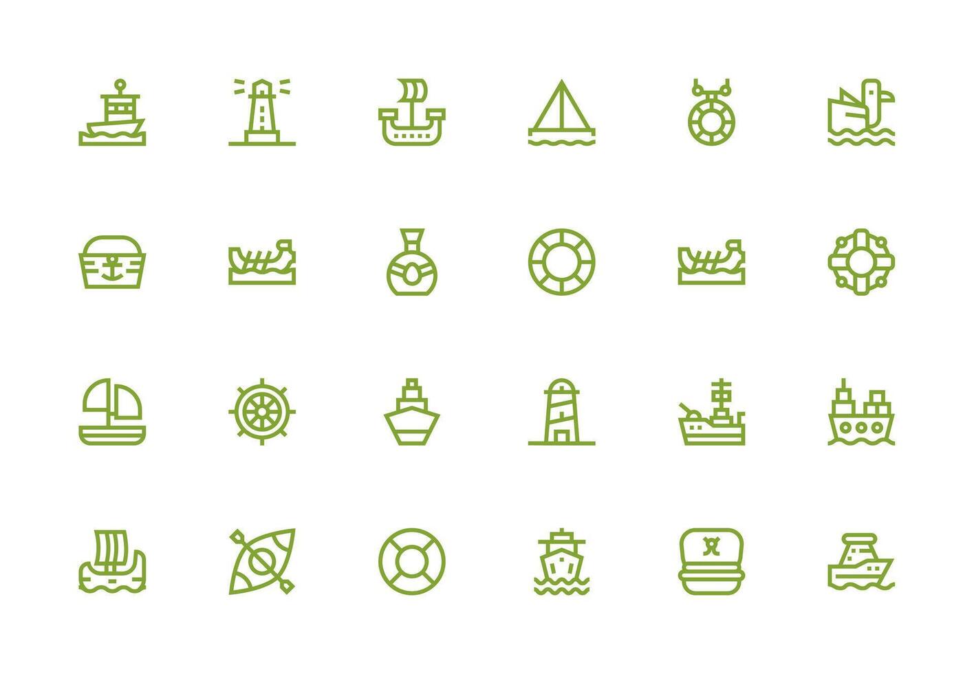 Maritime Design Icons featuring 24 in Thick Line Line Style Neatly Designed Icons for Web Platforms vector