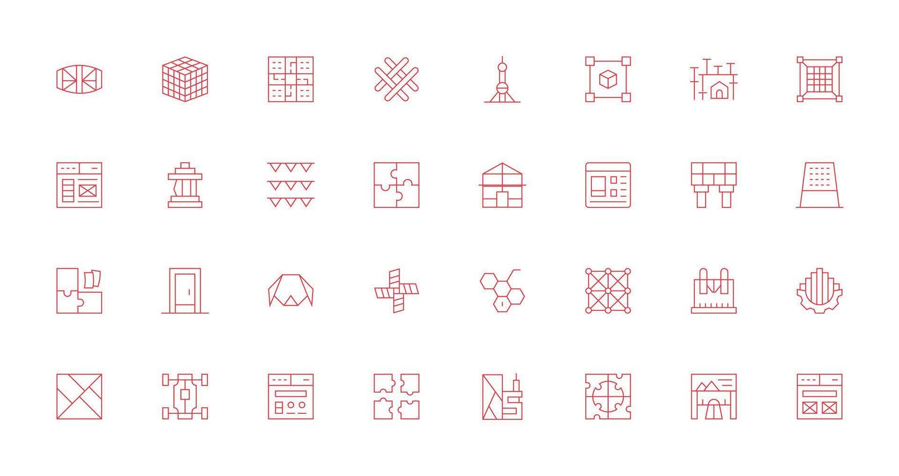 32 Thin Line Icons for Framework Graphics Web and App Icon Pack Collection vector