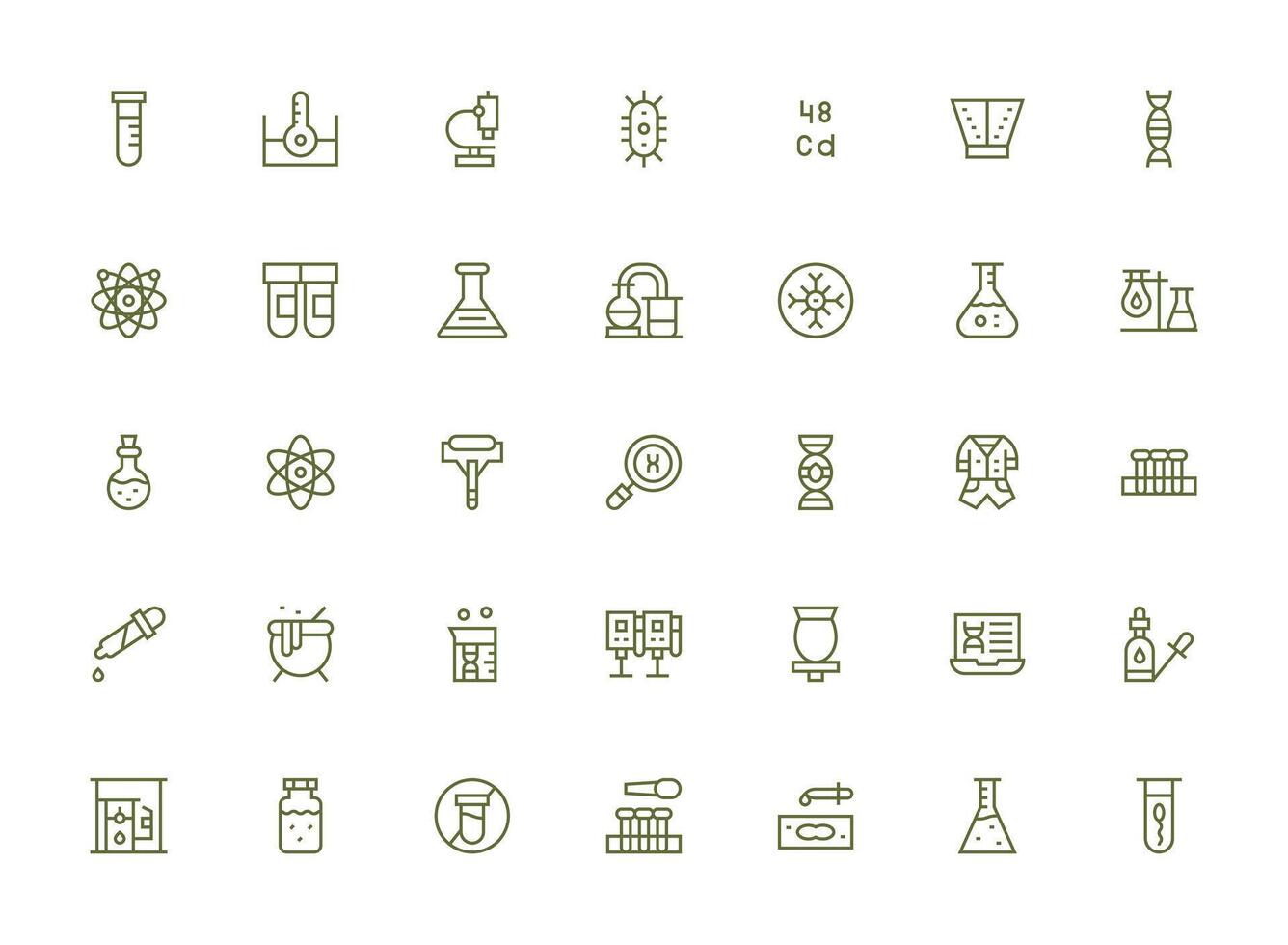 Laboratory Set with 35 Regular Clean Line Icons Optimized Icon Pack for Digital Products vector
