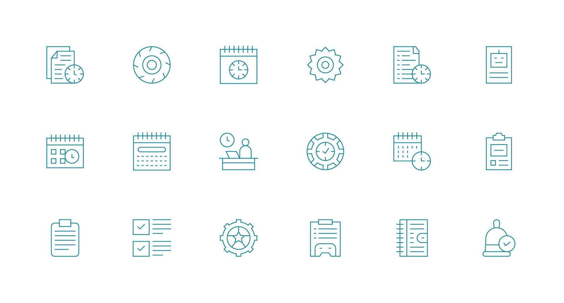 Task Design Icons featuring 18 in Minimal Line Style Style Icon Set vector