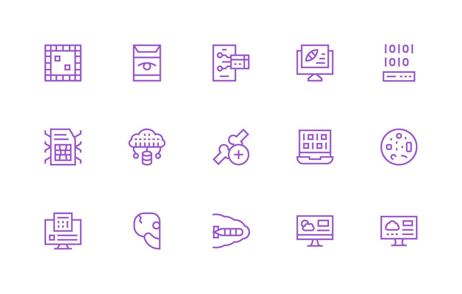 Regular Line Style Digital Data Icons with 15 Vectors App Icon Pack