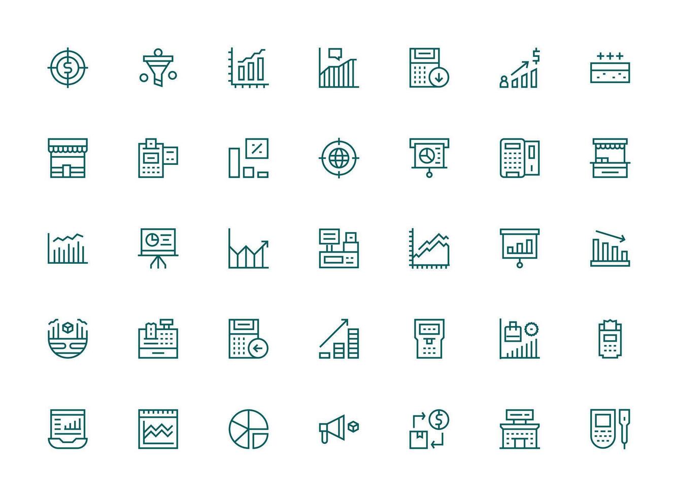 35 Icons for Sales in Regular Clean Line Format Detailed Icon Collection for Design Systems vector
