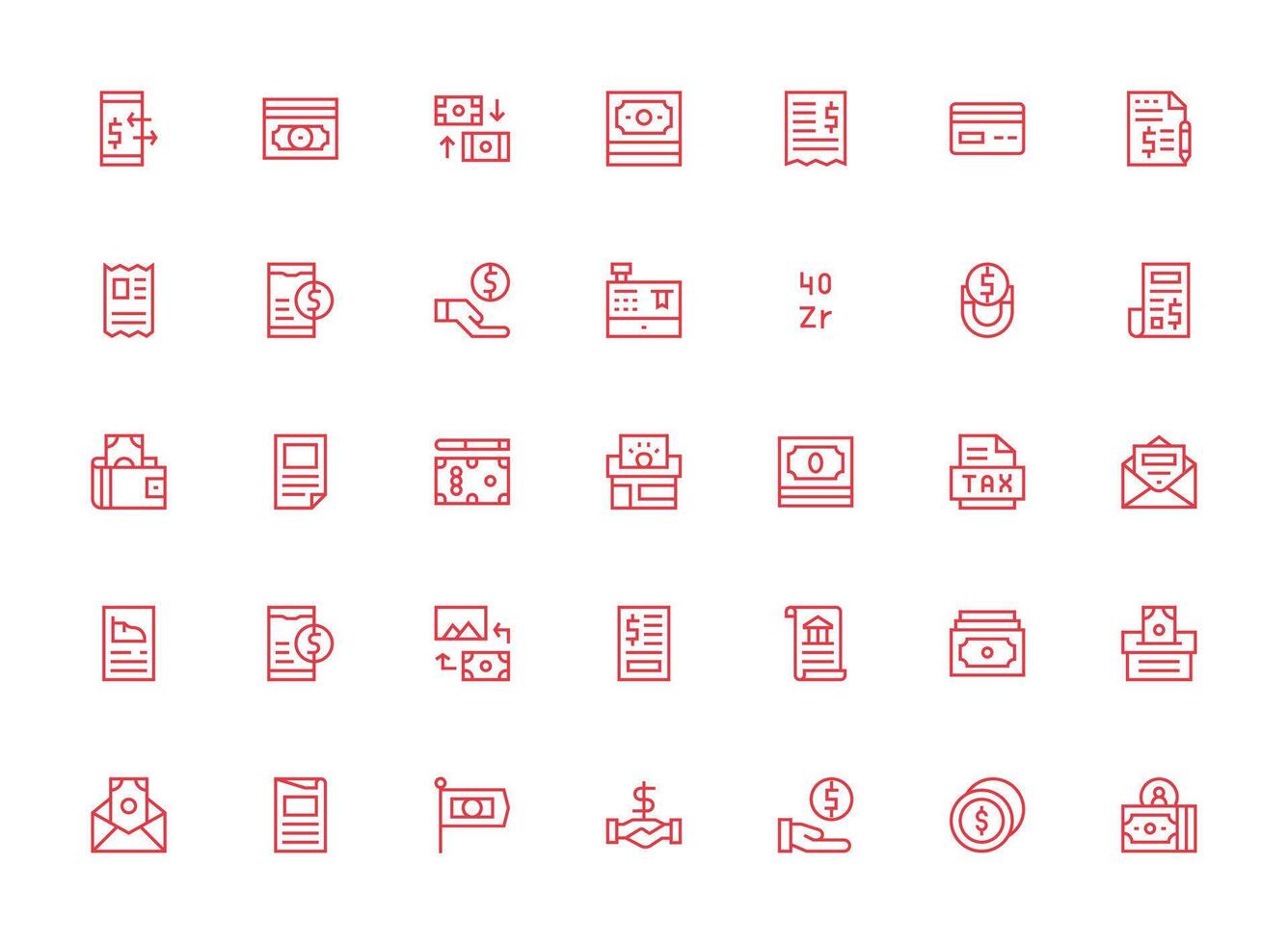 35 Icons for Bill in Regular Clean Line Format Design Ready Icon Set for Teams vector