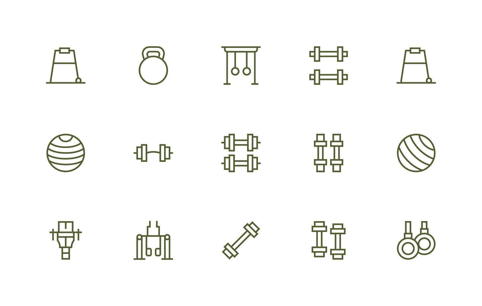 15 Regular Line Designs for Strength Training Icons Clean Icon Collection for Web Use vector