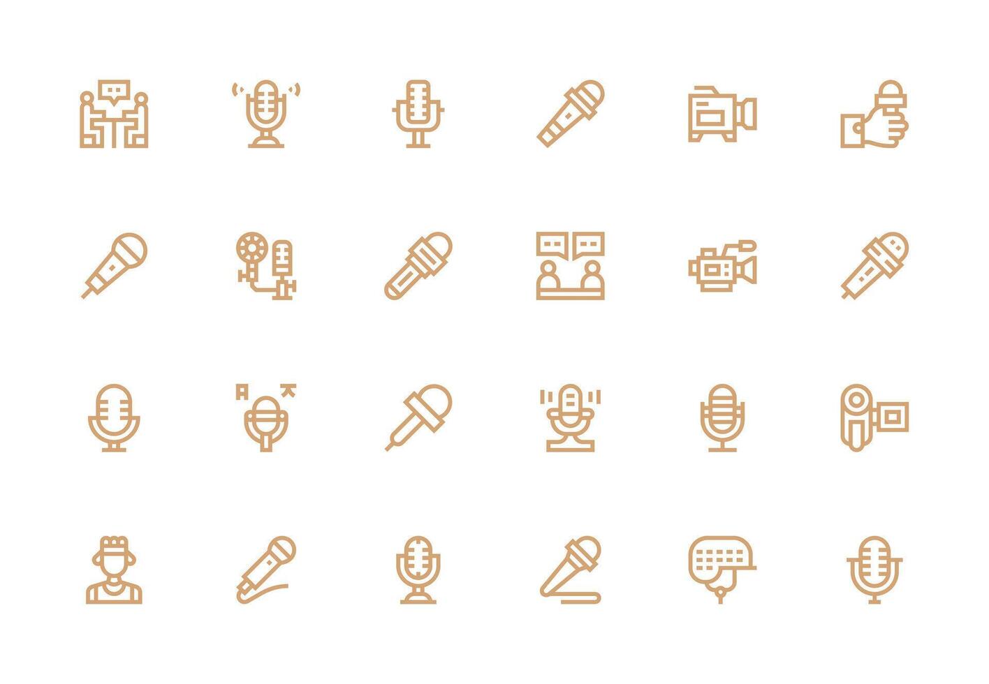 Interview Icon Set with 24 Thick Line Line Graphics Basic Icon Series vector