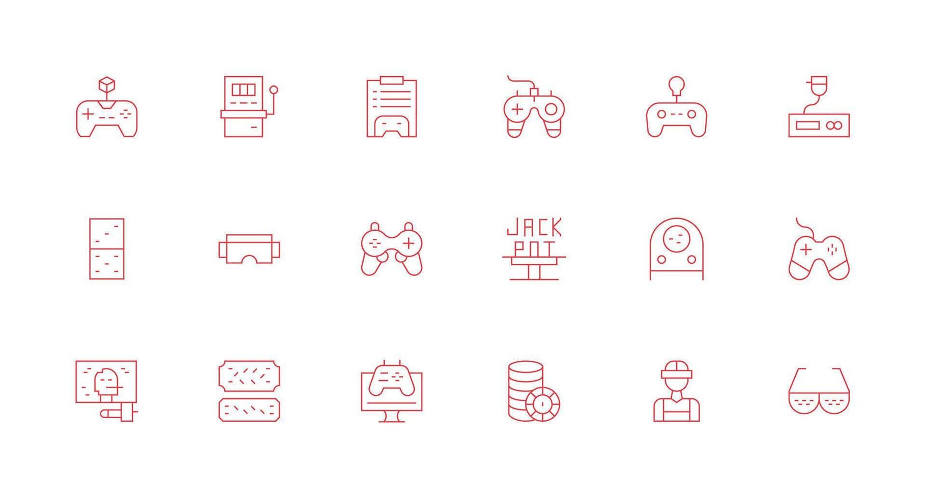 Gaming Set with 18 Minimal Line Icons Scalable Icons for Cross-Platform Interfaces vector