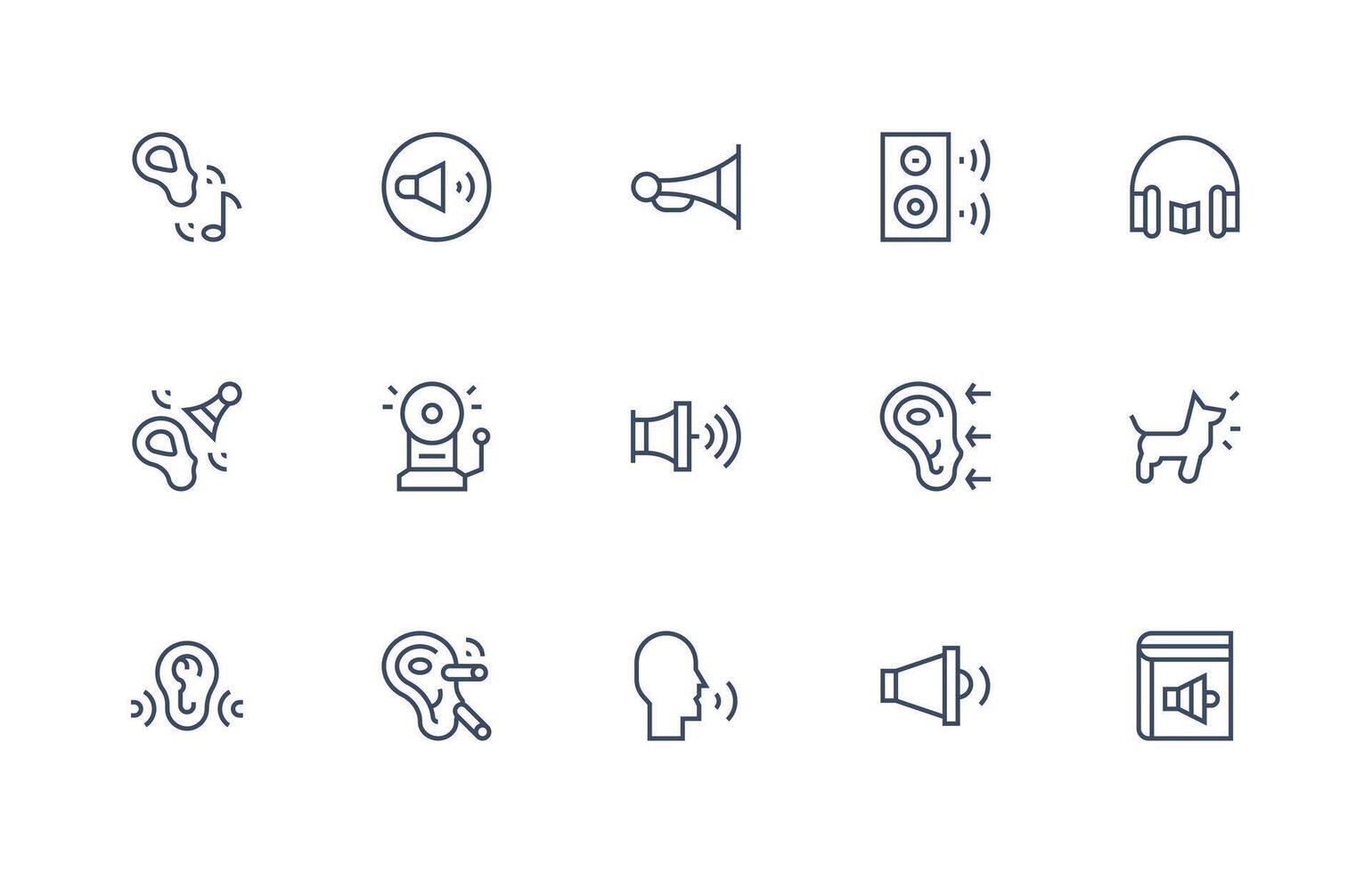 Audible including 15 Regular Line Illustrations Minimal Icon Set for Interface Projects vector