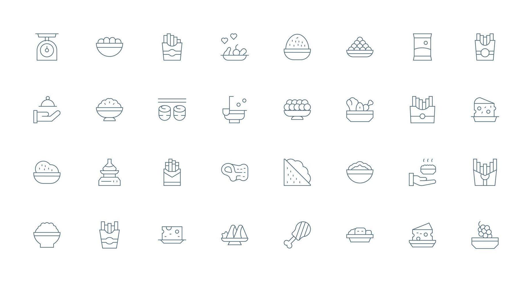 Thin Line Style Portion Icons with 32 Vectors Neutral Style Icons for Any Project