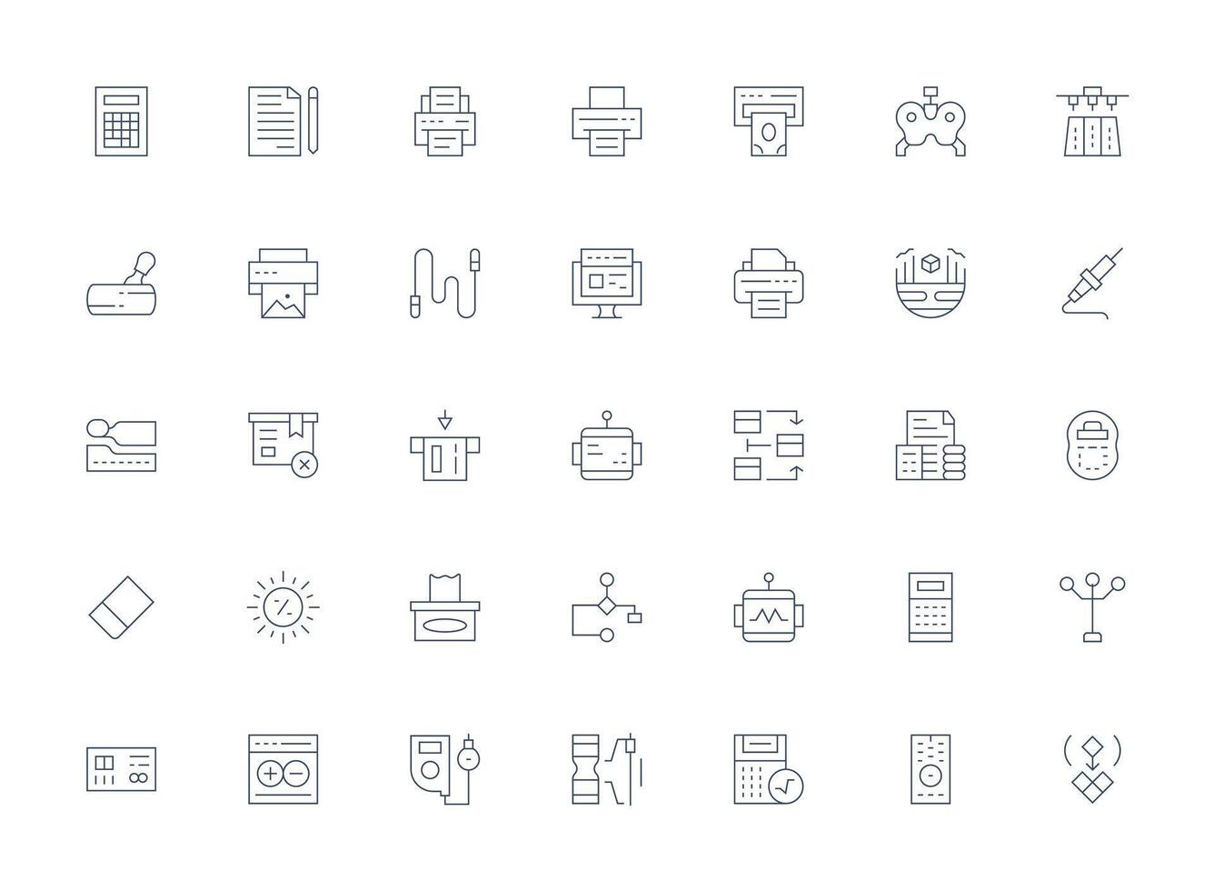 Light Line Style Output Icons with 35 Vectors Neat Icon Set