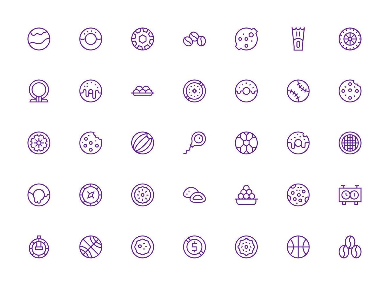35 Regular Clean Line Style Icons from Round Collection Clean Set for Layout Prototypes vector