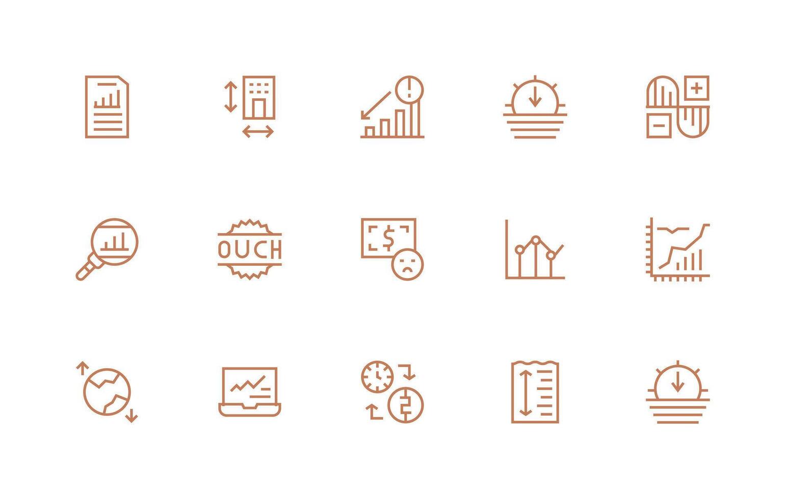 15 Regular Line Style Icons from Decrease Collection Responsive Icon Set for Flexible Layouts vector