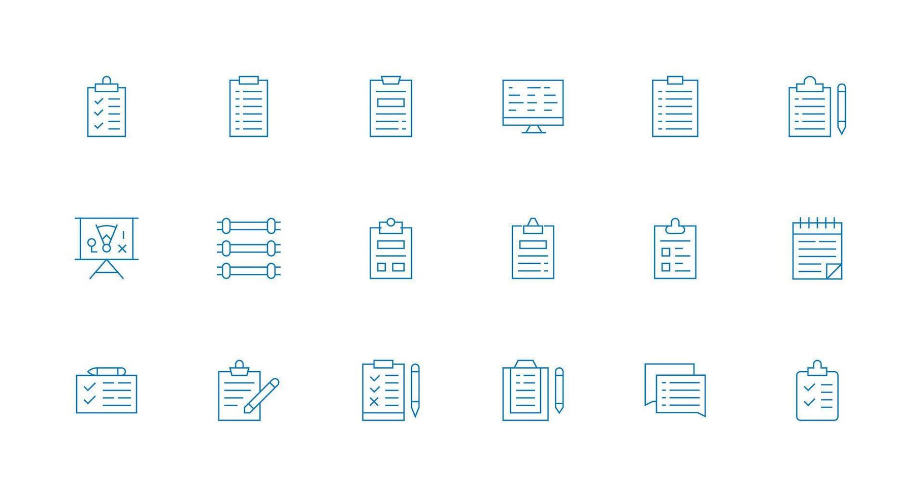 18 Minimal Line Icons for Task List Graphics Organized Glyph Icons for Fast Design vector