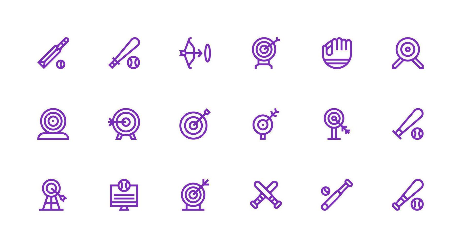 Hitting Icon Set with 18 Strong Stroke Line Graphics Simplified Icon Pack for Visual Tools vector
