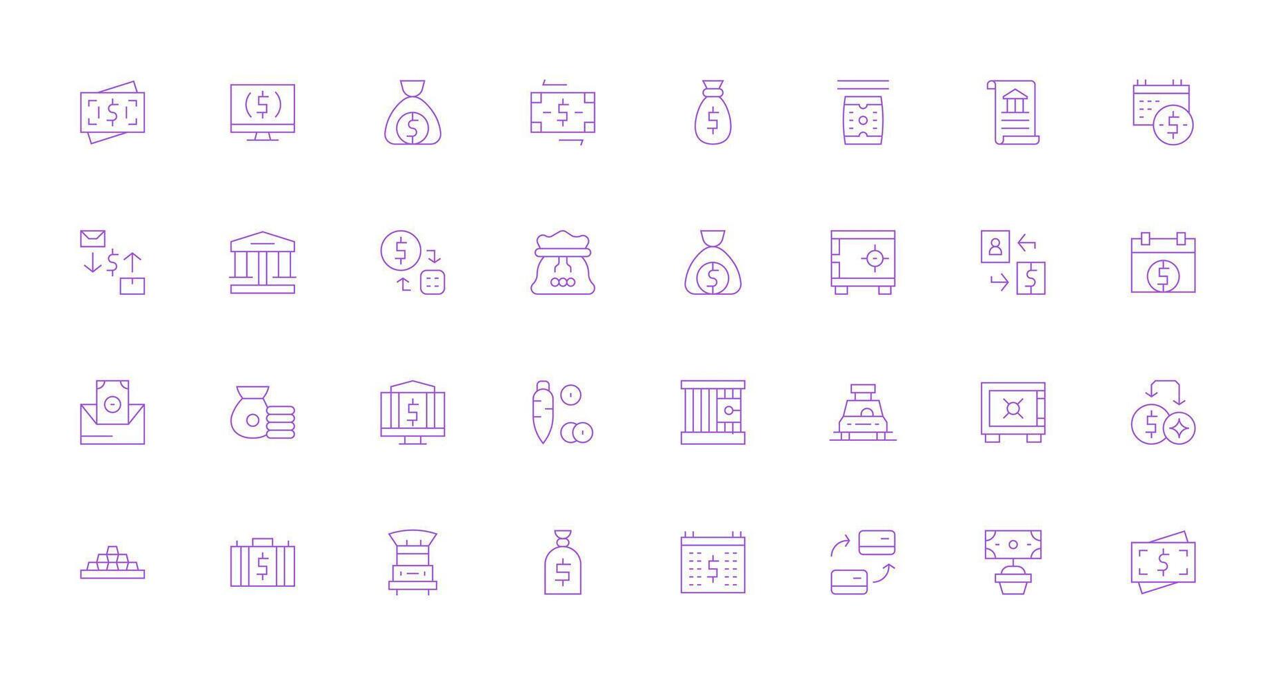 Deposit Icon Set with 32 Thin Line Graphics Flat Icon Set vector