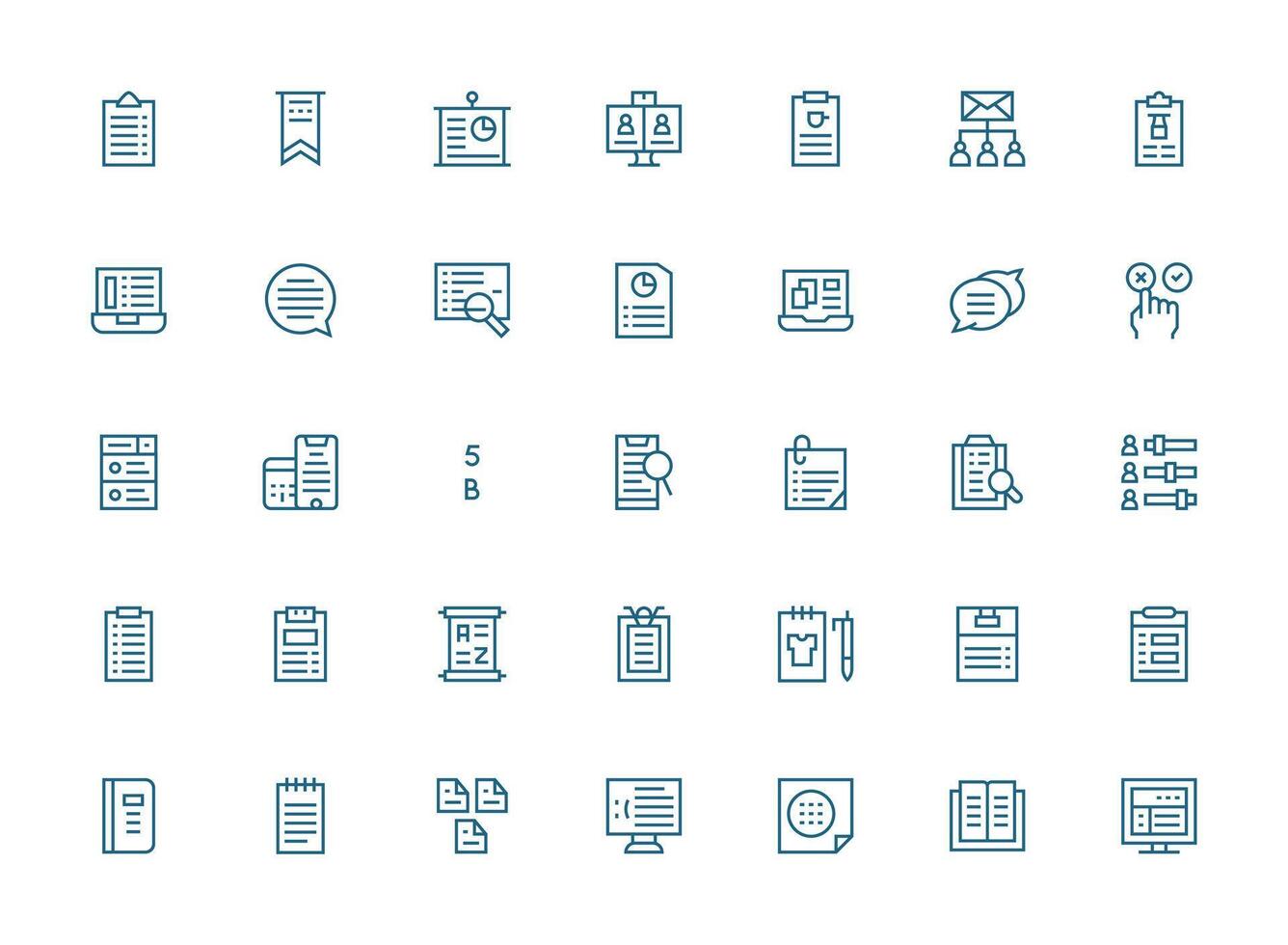 Regular Clean Line Icons from List Set with 35 Vectors All-Purpose Icon Design Pack