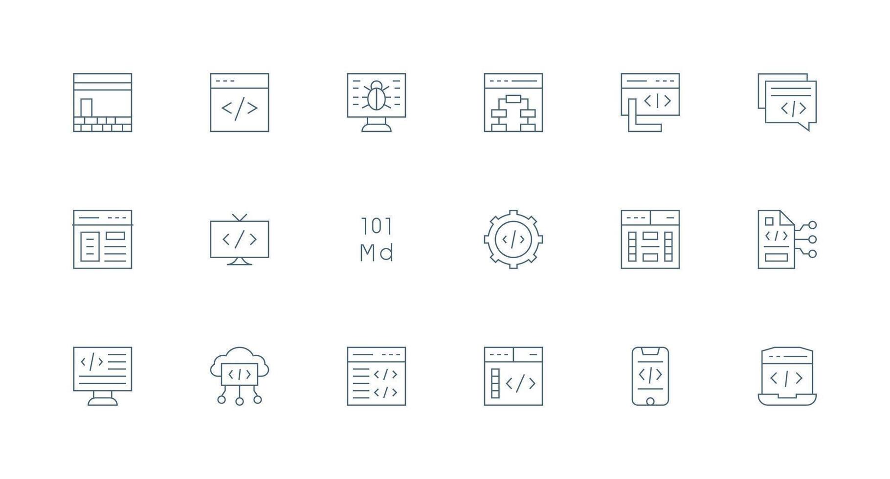 Coding including 18 Minimal Line Illustrations Interface Icon Collection for Daily Projects vector