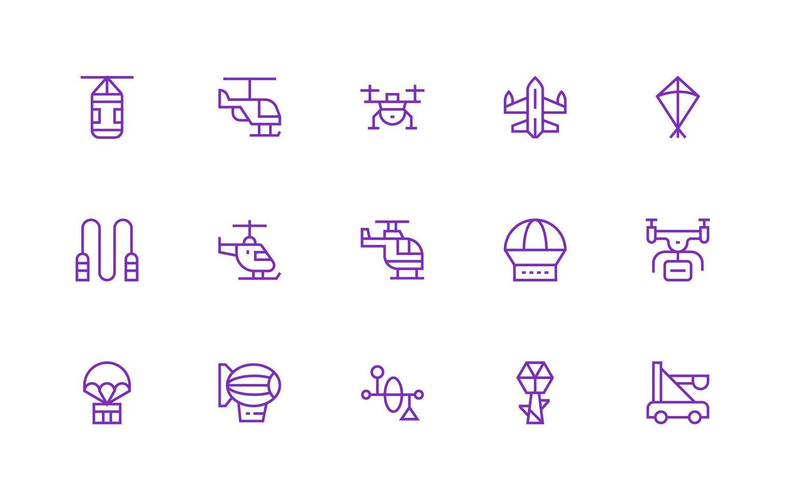 Regular Line Icons from Aerial Set with 15 Vectors Multi-Purpose Icon Set