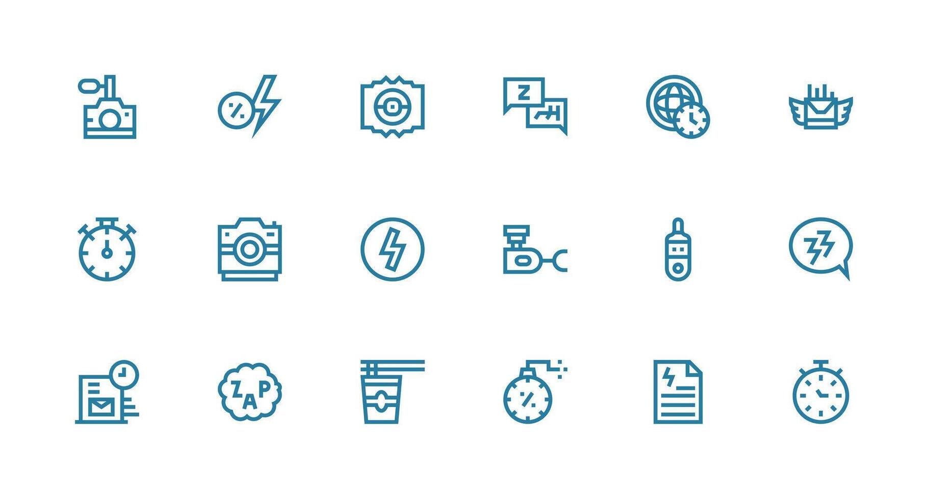 Instant Icon Set with 18 Strong Stroke Line Graphics UI and UX Focused Icon Collection vector