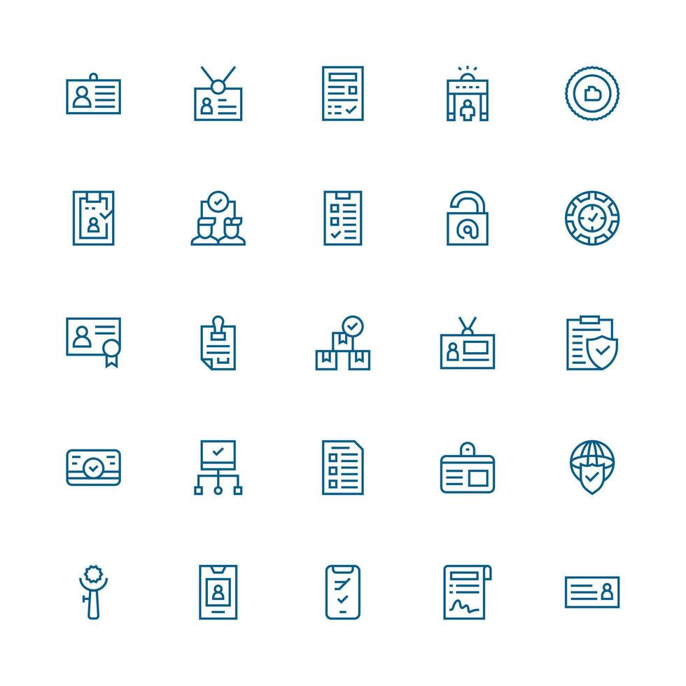 Verification Icon Set with 25 Medium Stroke Outline Graphics Compact Icon Set vector