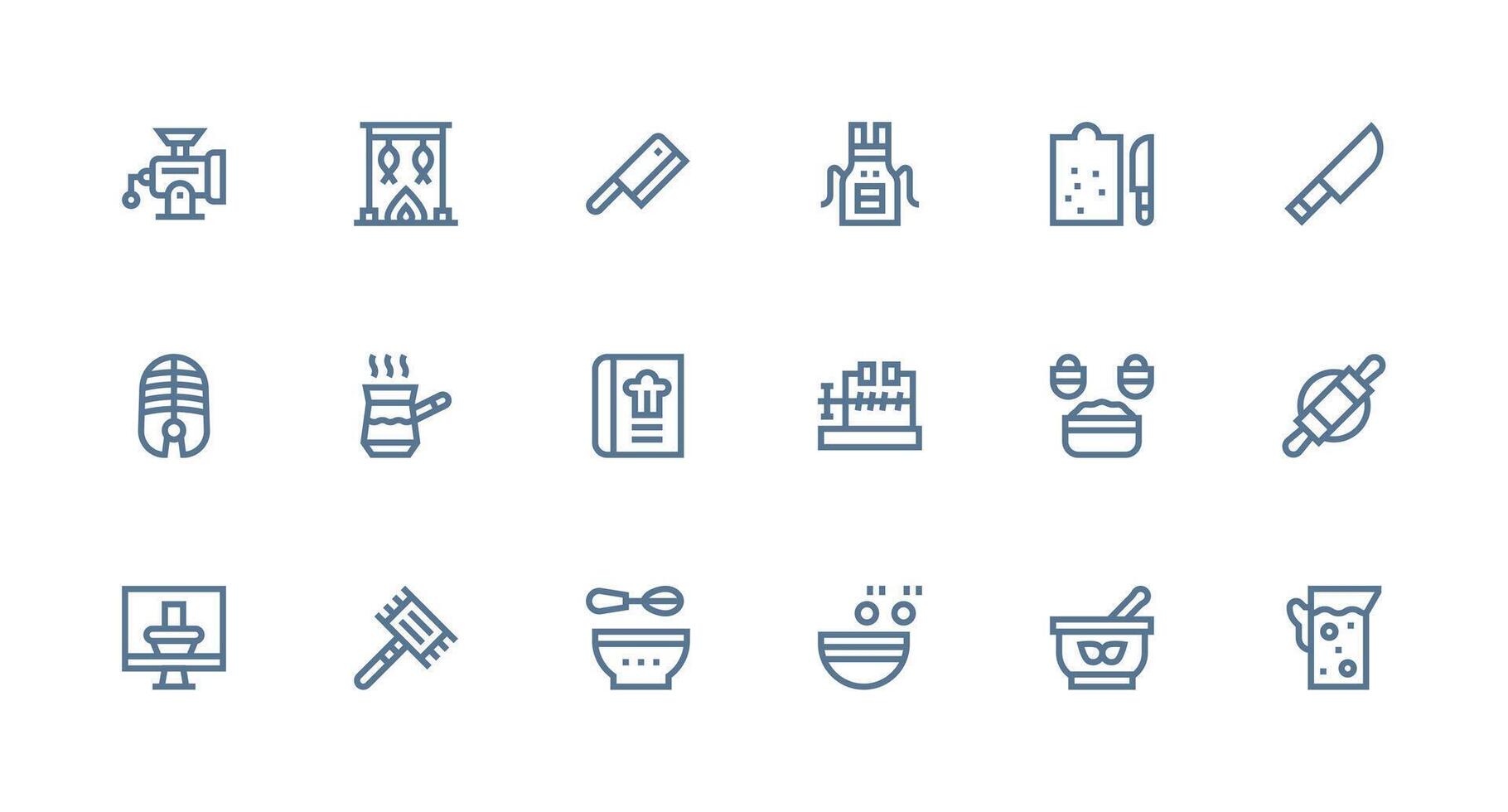 Strong Stroke Line Icons from Preparation Set with 18 Vectors Icon Pack for Various Themes