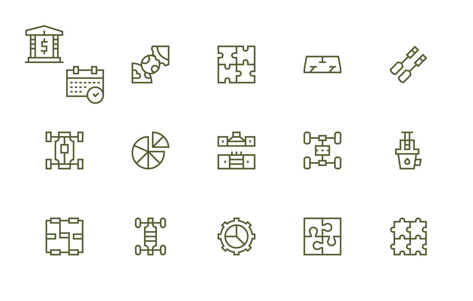 15 Regular Line Icons for Parts Graphics Multi-Style Icons for Creative Projects vector