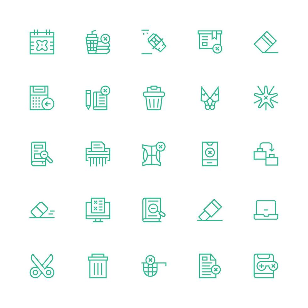 25 Medium Stroke Outline Designs for Delete Icons Sharp Icons for Presentations vector