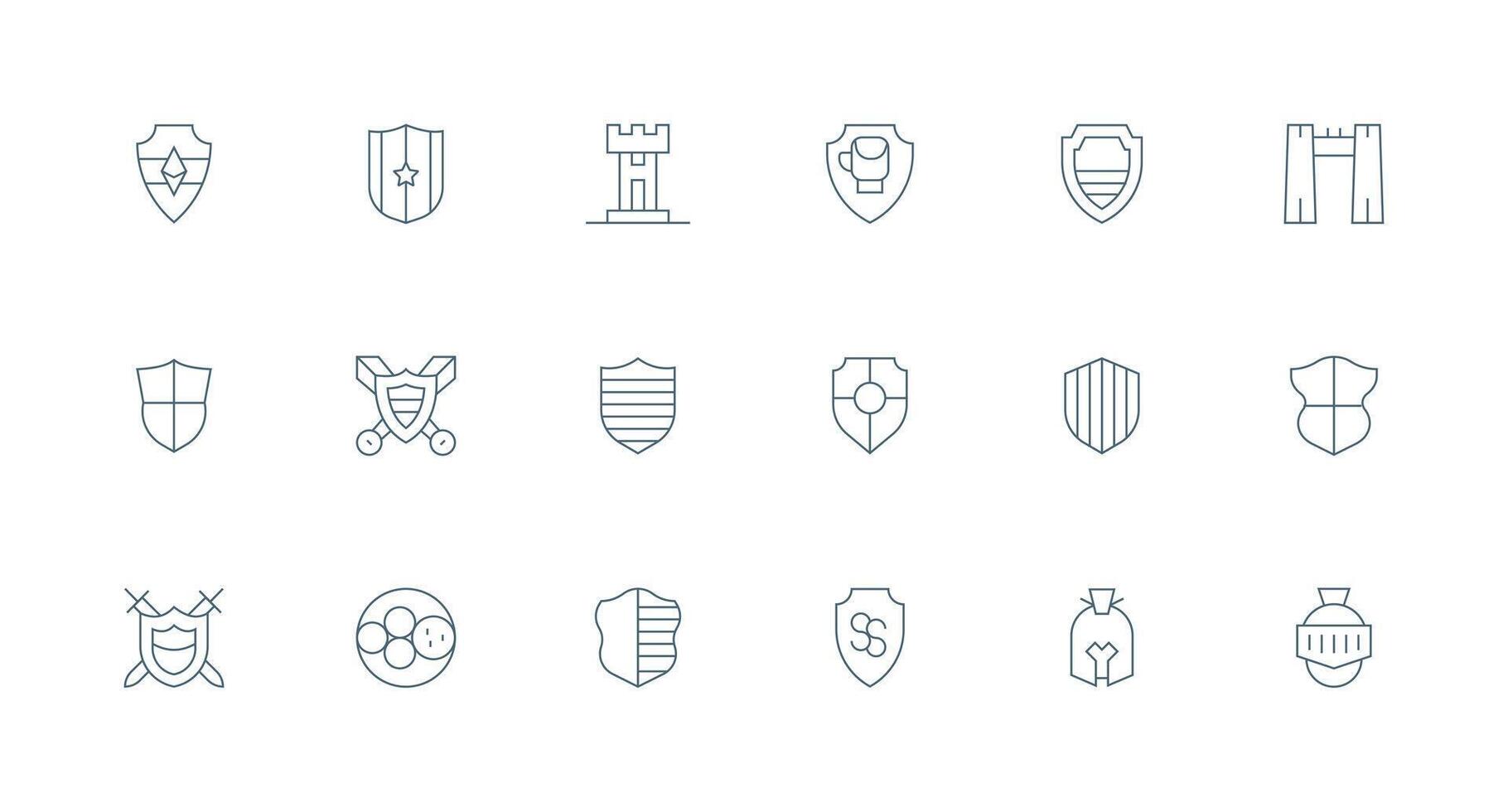 18 Minimal Line Icons for Defense Mechanism Graphics Theme-Based Icon Pack vector