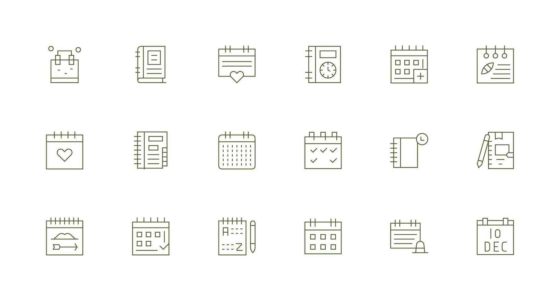 Minimal Line Icons from Diary Set with 18 Vectors Simple Icon Pack