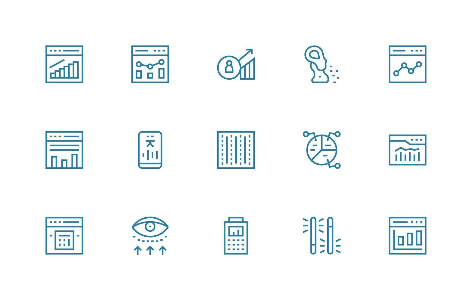 15 Regular Line Icons for Analytics Graphics All-Purpose Icon Design Pack vector
