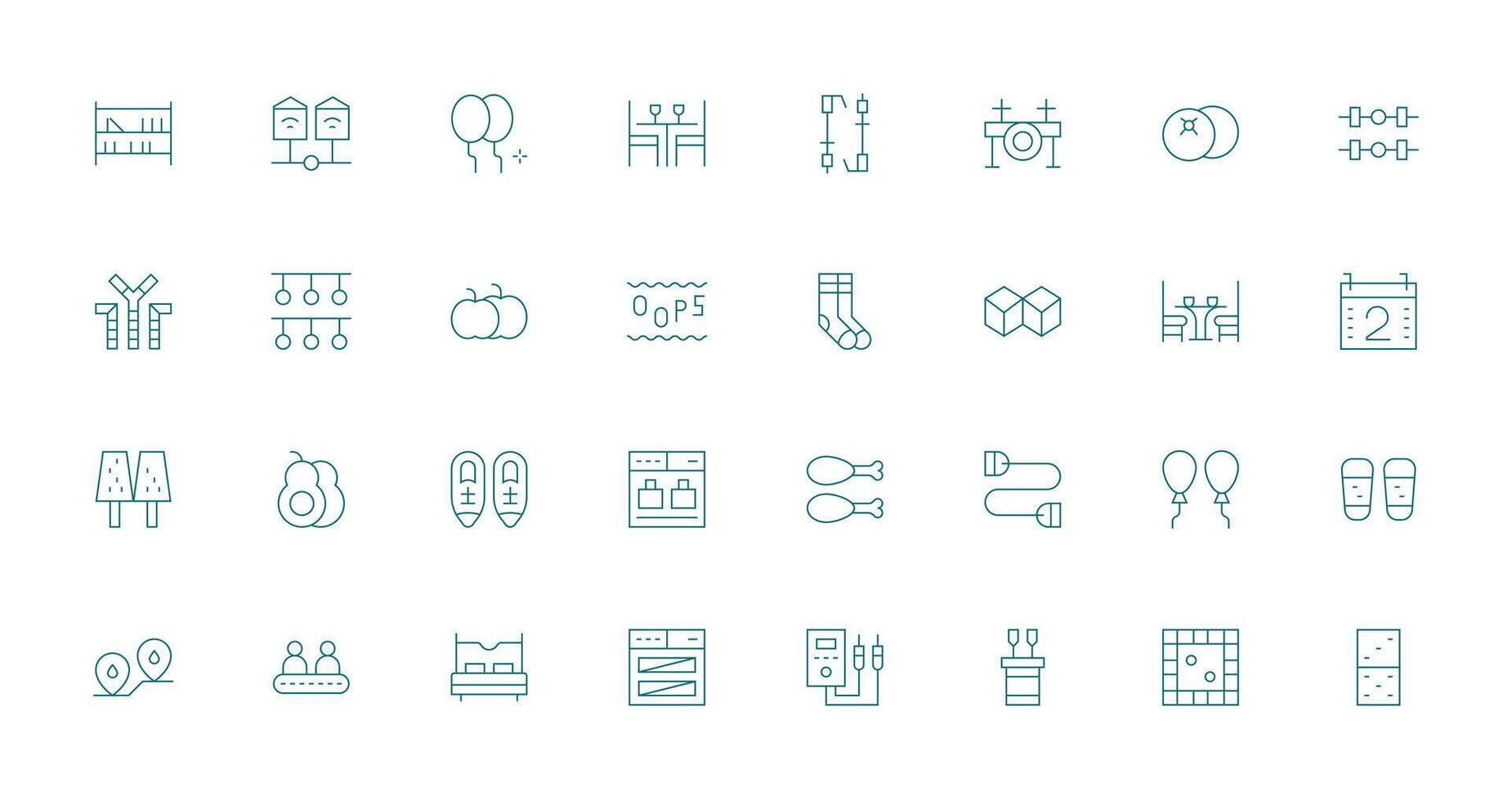 Thin Line Icons from Two Set with 32 Vectors Design Icon Pack