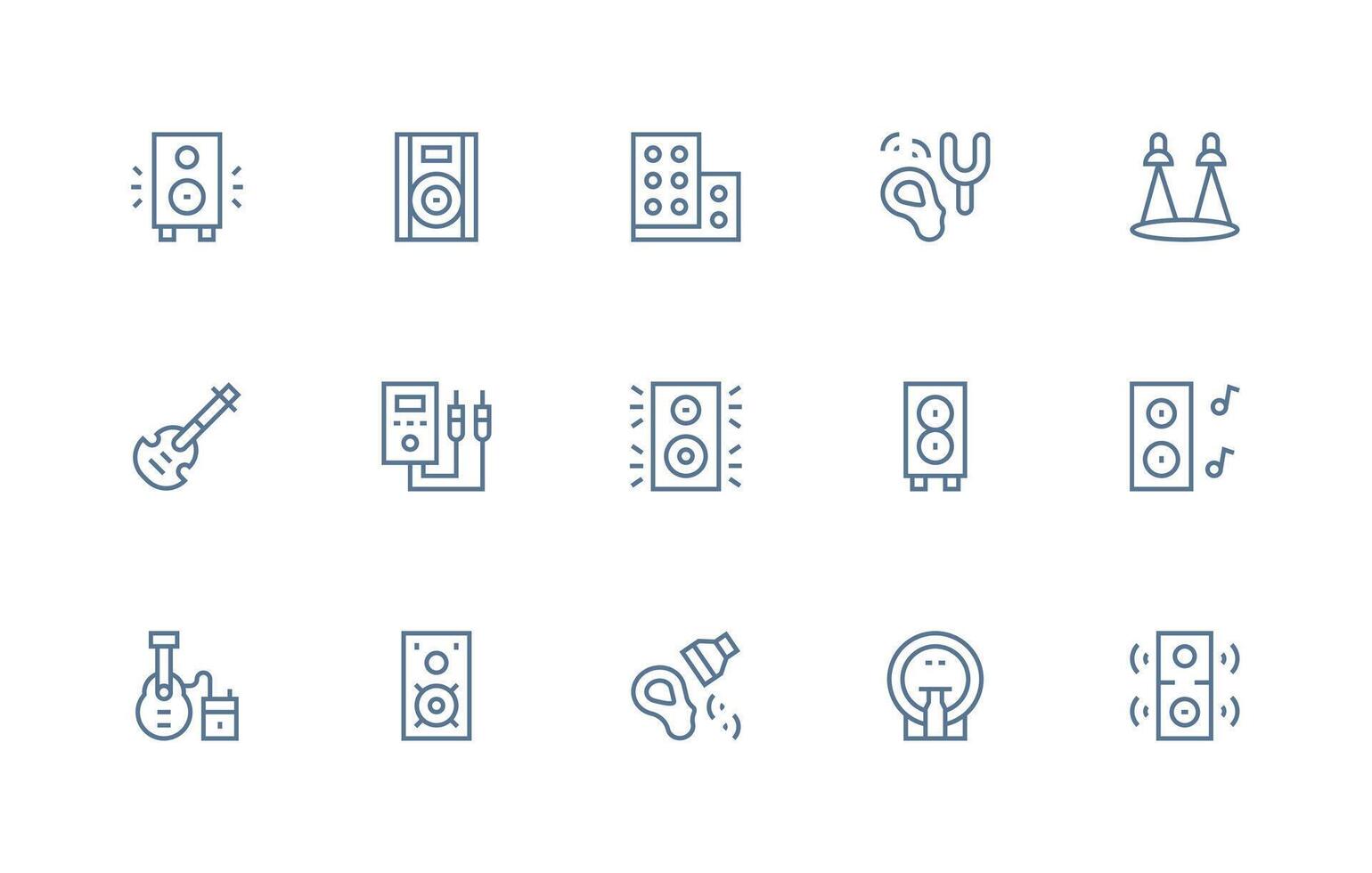 Amplifier Icon Collection with 15 Regular Line Designs Minimal Icon Set for Interface Projects vector