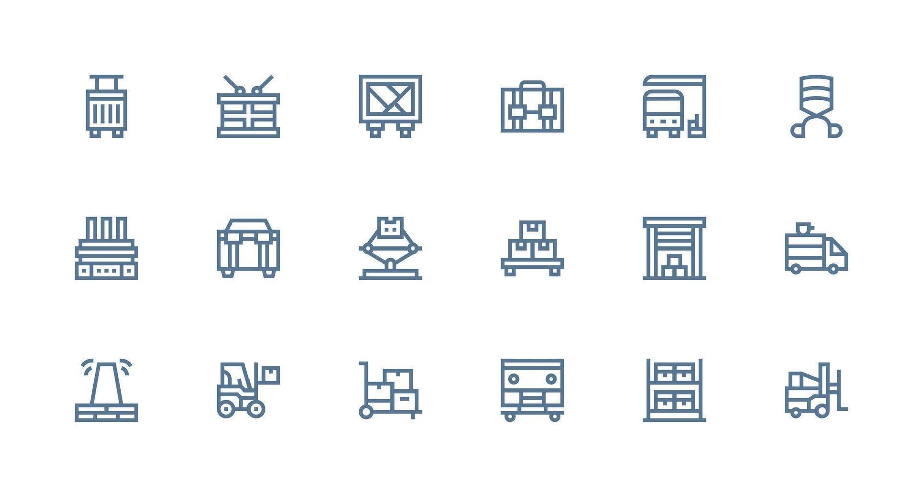 Pallet Design Icons featuring 18 in Strong Stroke Line Style Lightweight Icon Series for Fast Prototypes vector