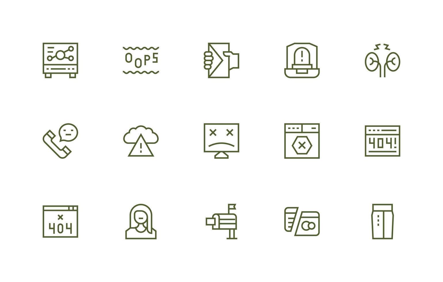 15 Icons for Offline in Regular Line Format Icon Set for Web vector