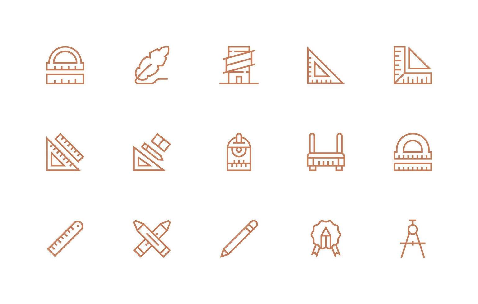 Regular Line Style Drafting Icons with 15 Vectors App Icon Pack