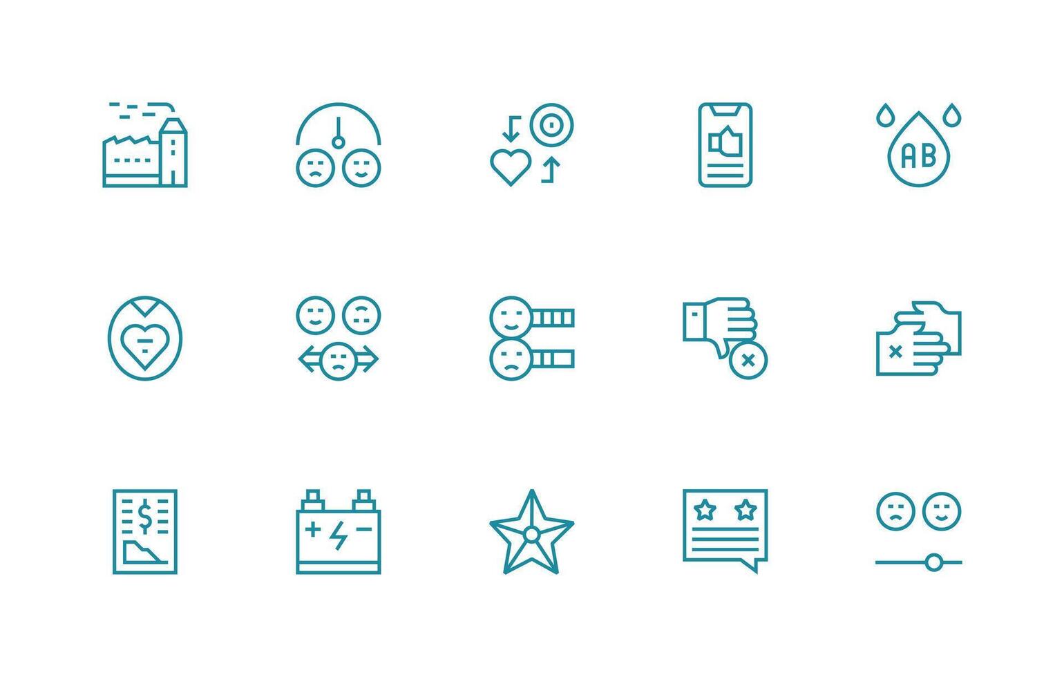 Negative featuring 15 Icons in Regular Line Design Complete Icon Set for Mobile Apps vector