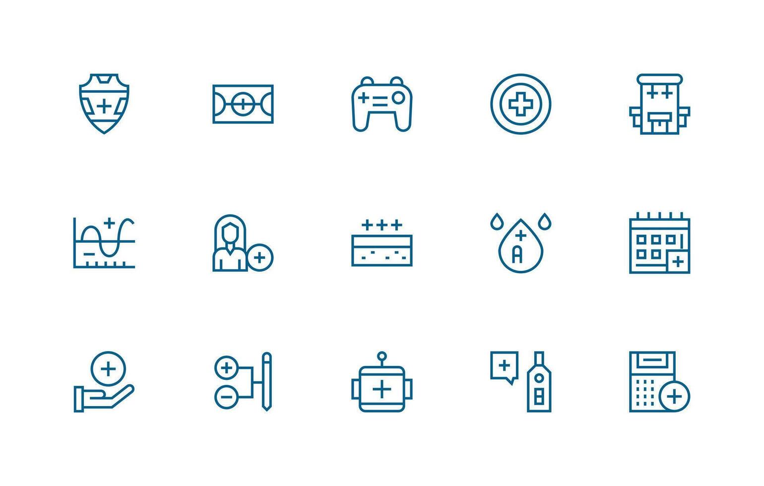 Plus Visual Pack containing 15 Regular Line Icons UI and UX Focused Icon Collection vector