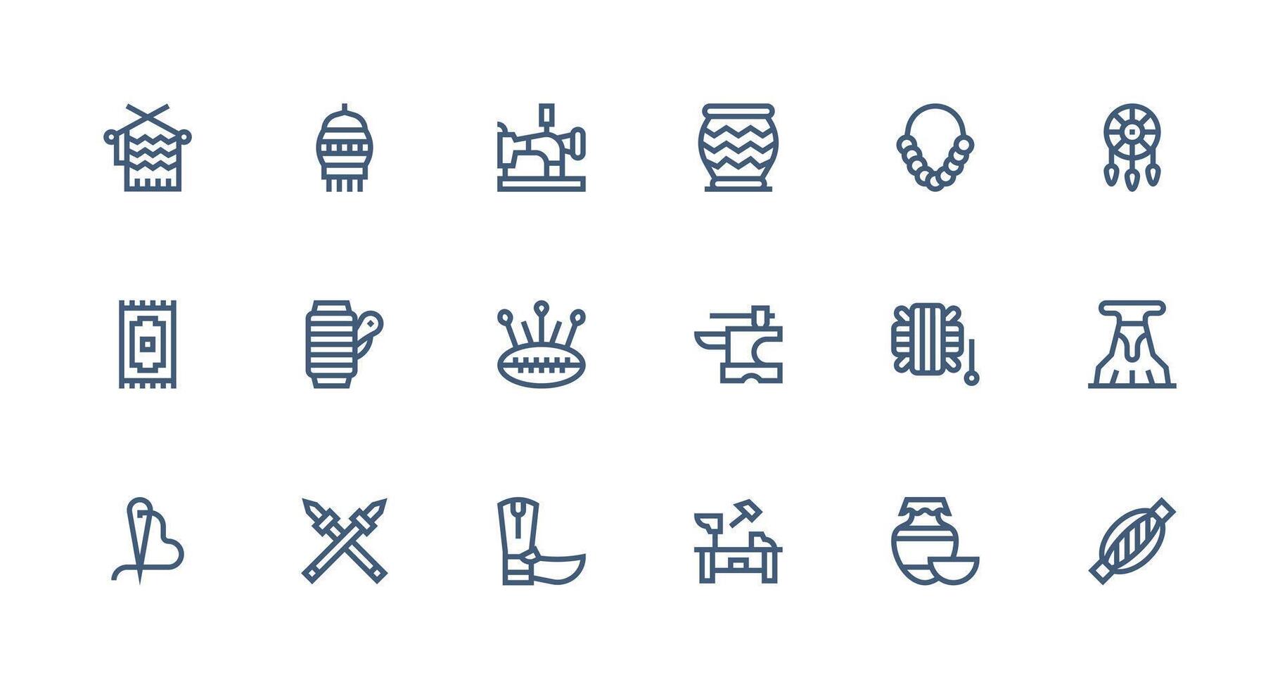 Handmade Icon Set with 18 Strong Stroke Line Graphics Clean Set for Layout Prototypes vector