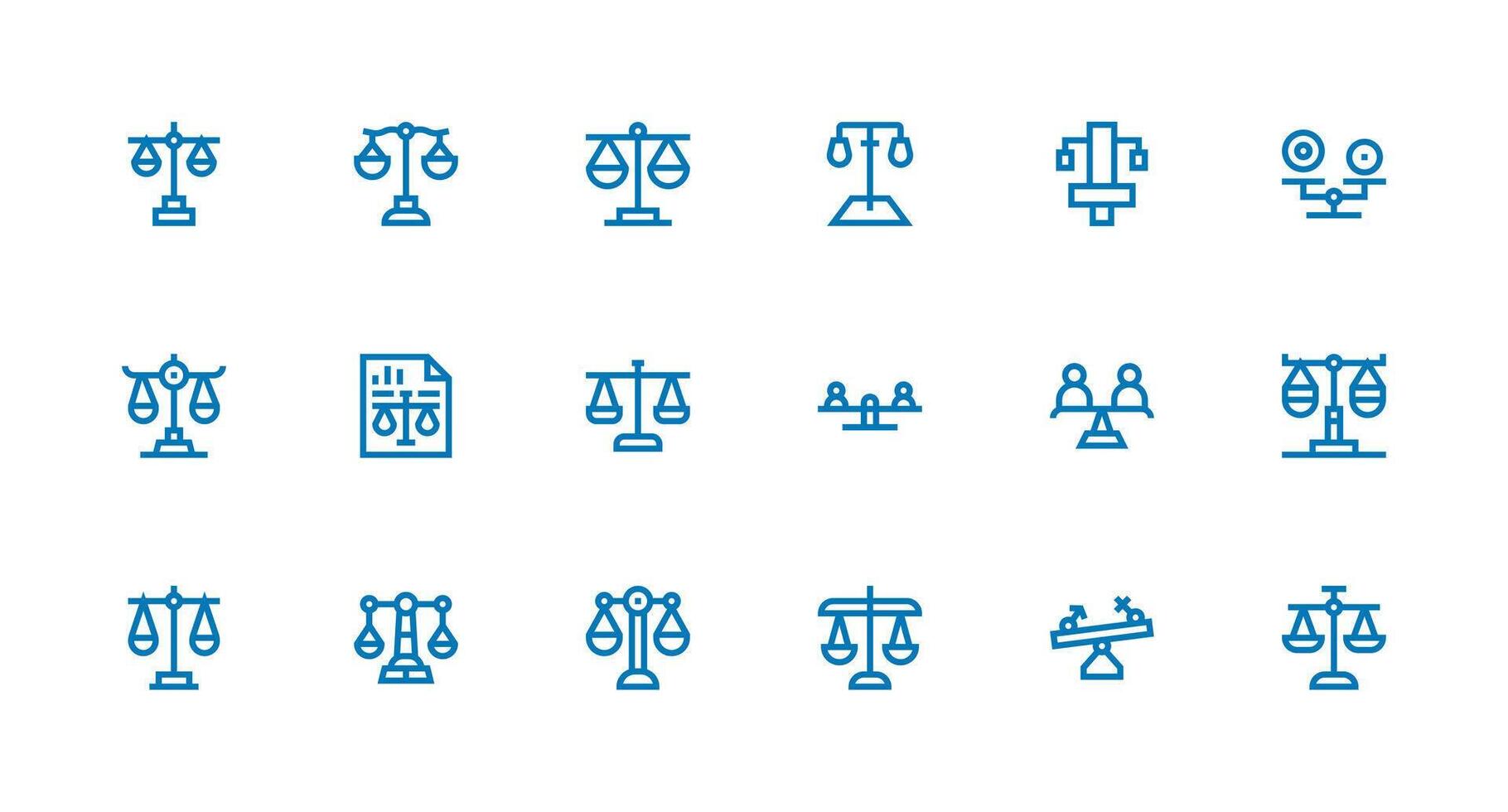 18 Strong Stroke Line Designs for Fairness Icons Balanced Icon Set for Functional Design vector