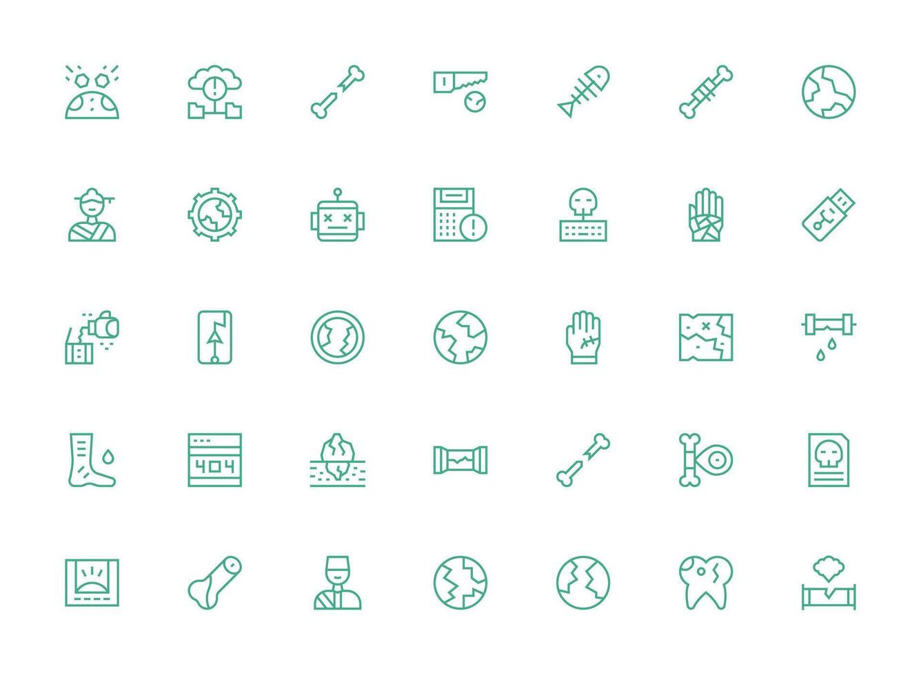 35 Regular Clean Line Icons for Broken Graphics Simple Icon Pack vector