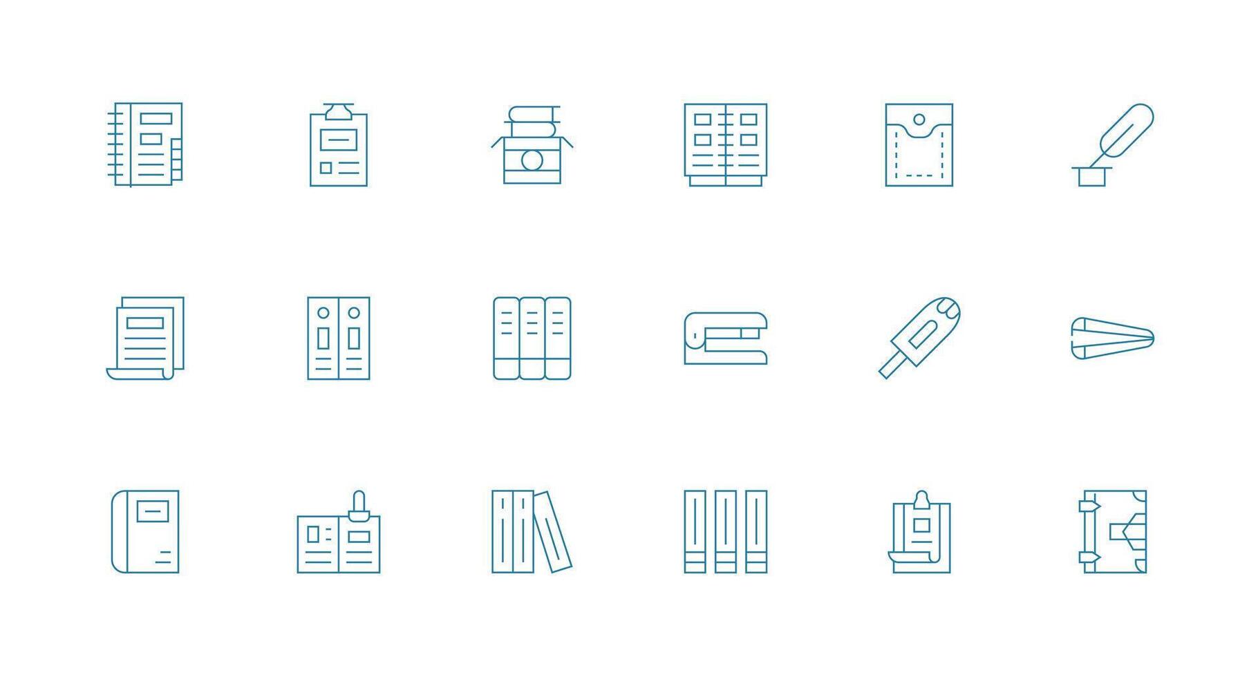 18 Icons for Binder in Minimal Line Format Flexible Icon System for Web Interfaces vector