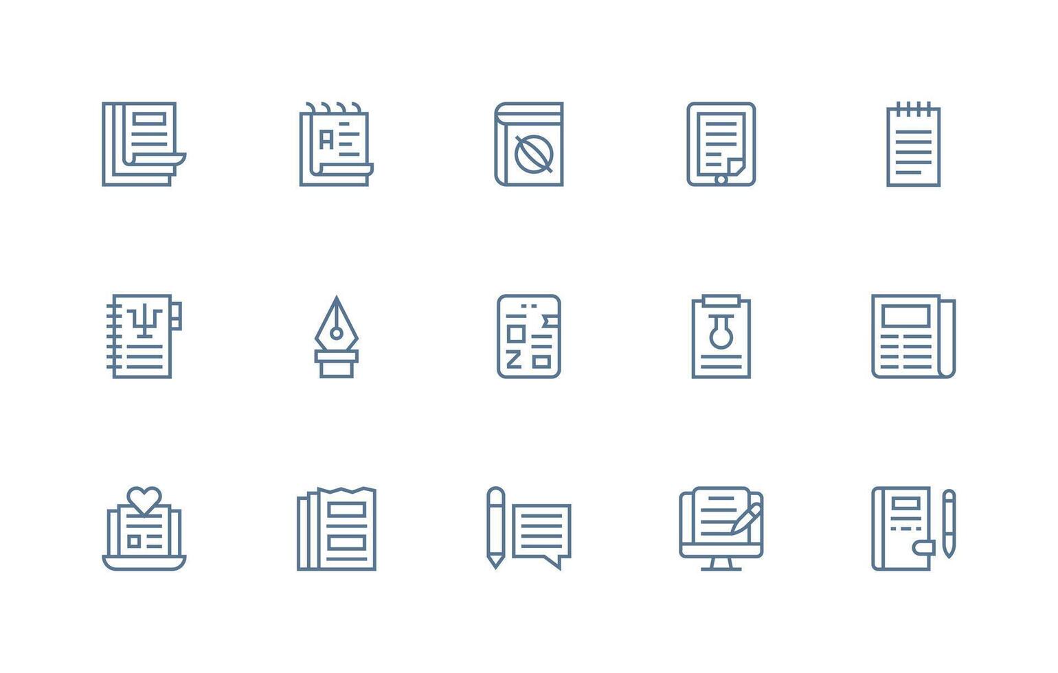 15 Regular Line Icons for Journal Graphics Lightweight Icon Series for Fast Prototypes vector