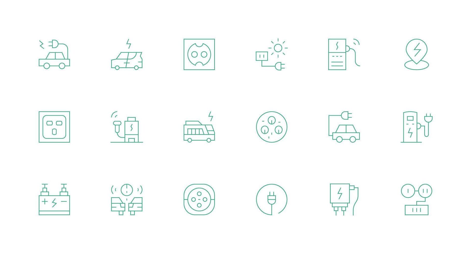 Minimal Line Icons from Charging Station Set with 18 Vectors Web and App Icon Pack Collection