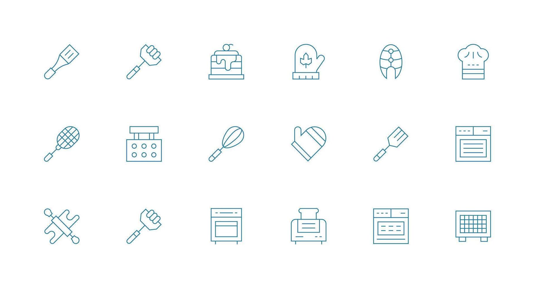 Minimal Line Style Bake Icons with 18 Vectors Interface Icons for Daily Use